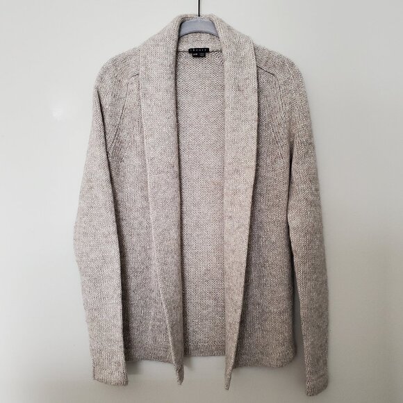 Theory Sweaters - Theory Open Front Shawl Collar Shimmer Cardigan - Size P